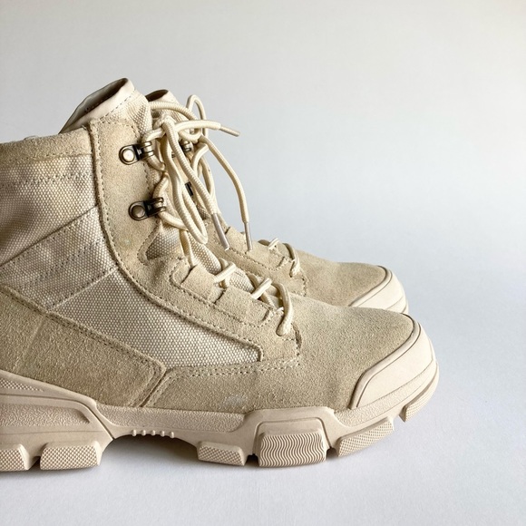 Agsdon Beige Suede Textile Combat Boots size EUR 38, US 7.5 - Picture 5 of 16